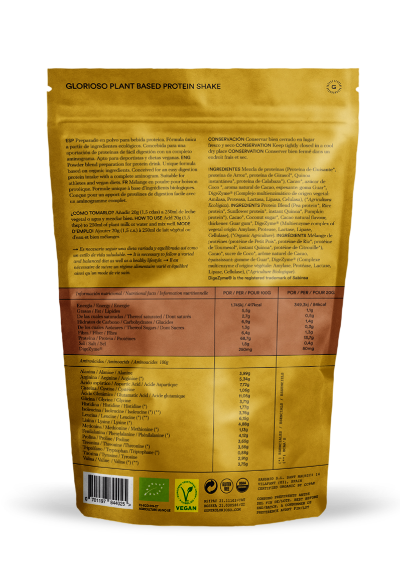 Organic Vegan Protein Powder with Quinoa - Cocoa Flavour - 400g