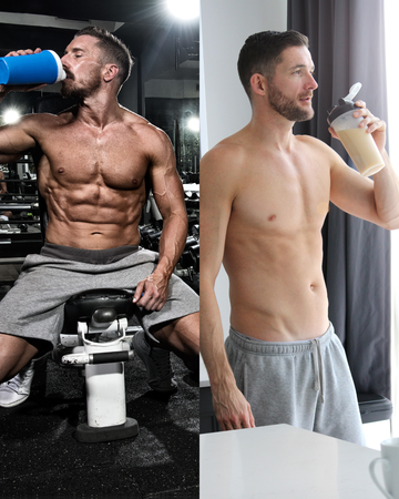 Two men drinking Protein Shakes