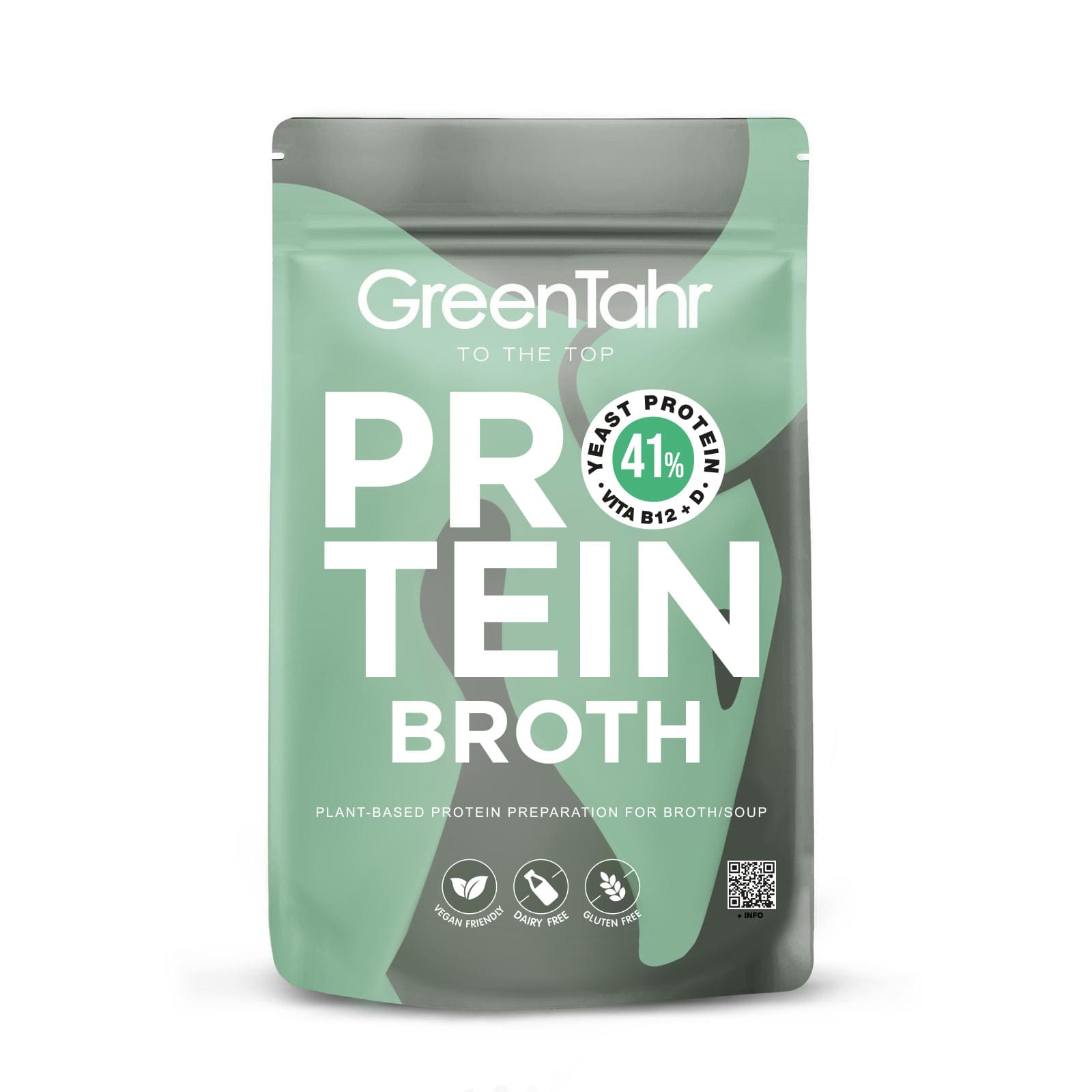 GreenTahr Protein Broth package on a white background